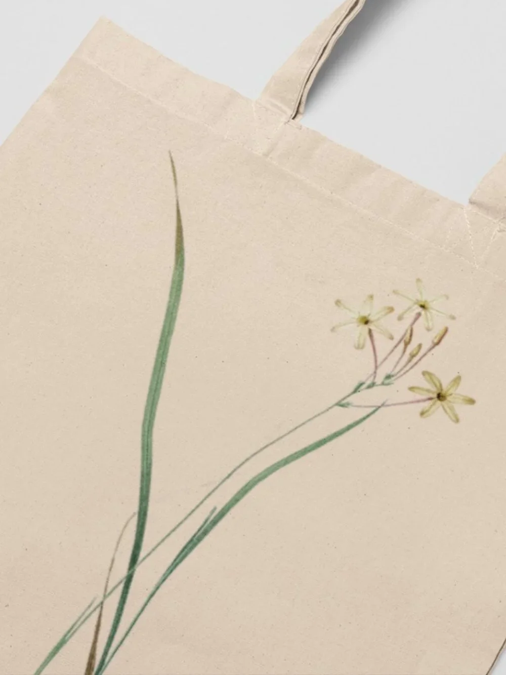Long-Flowered Ixia Vintage Floral Print Graphic Canvas Tote Bag